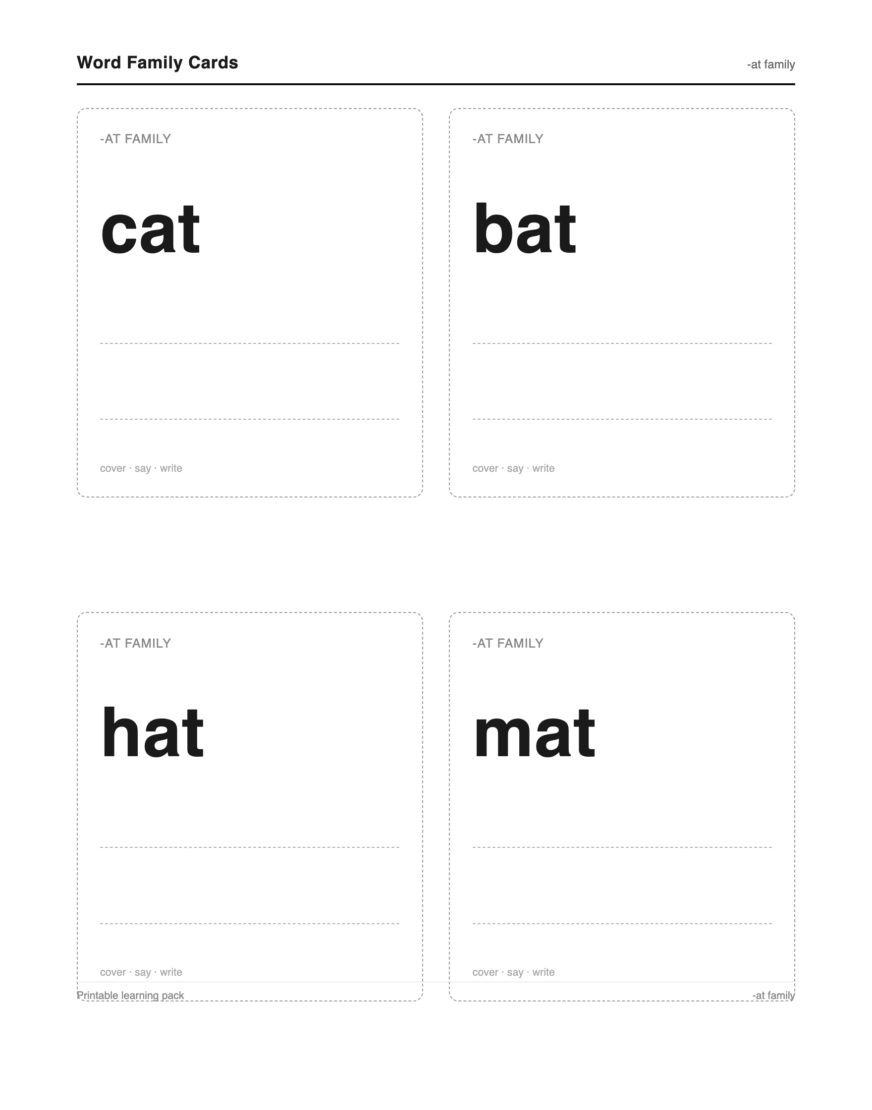 Word Family Cards preview